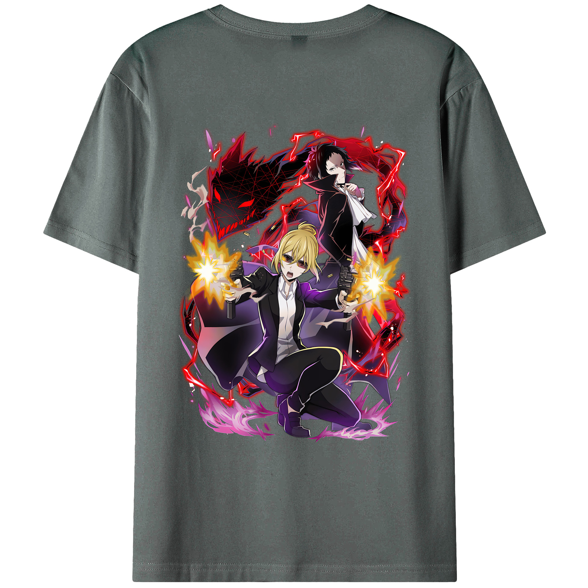 （画像用） 文豪ストレイドッグス Bungo Stray Dogs 綿100％ メンズ半袖Tシャツ（バックプリント） 通気性